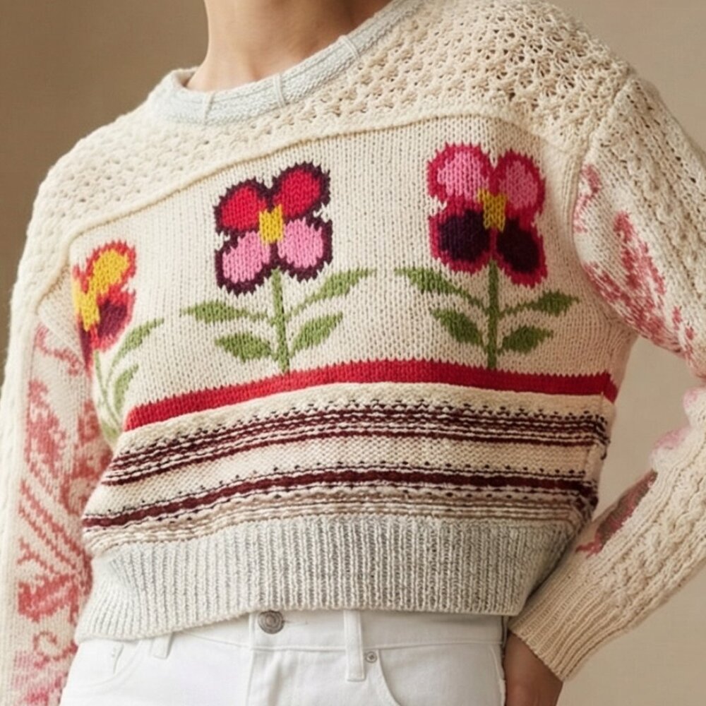 $148 Rosemary Crafty Knit cropped oversize Sweater XS - Picture 2 of 15